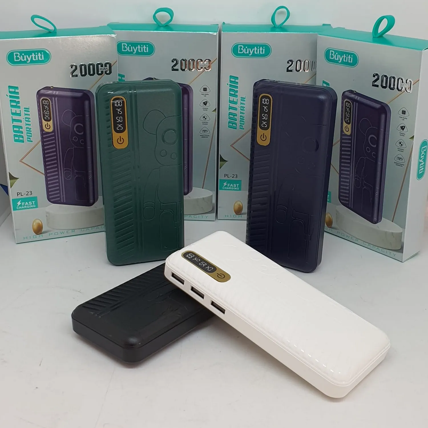 Batería portátil 20000 mah con linterna led pl23 4371-01