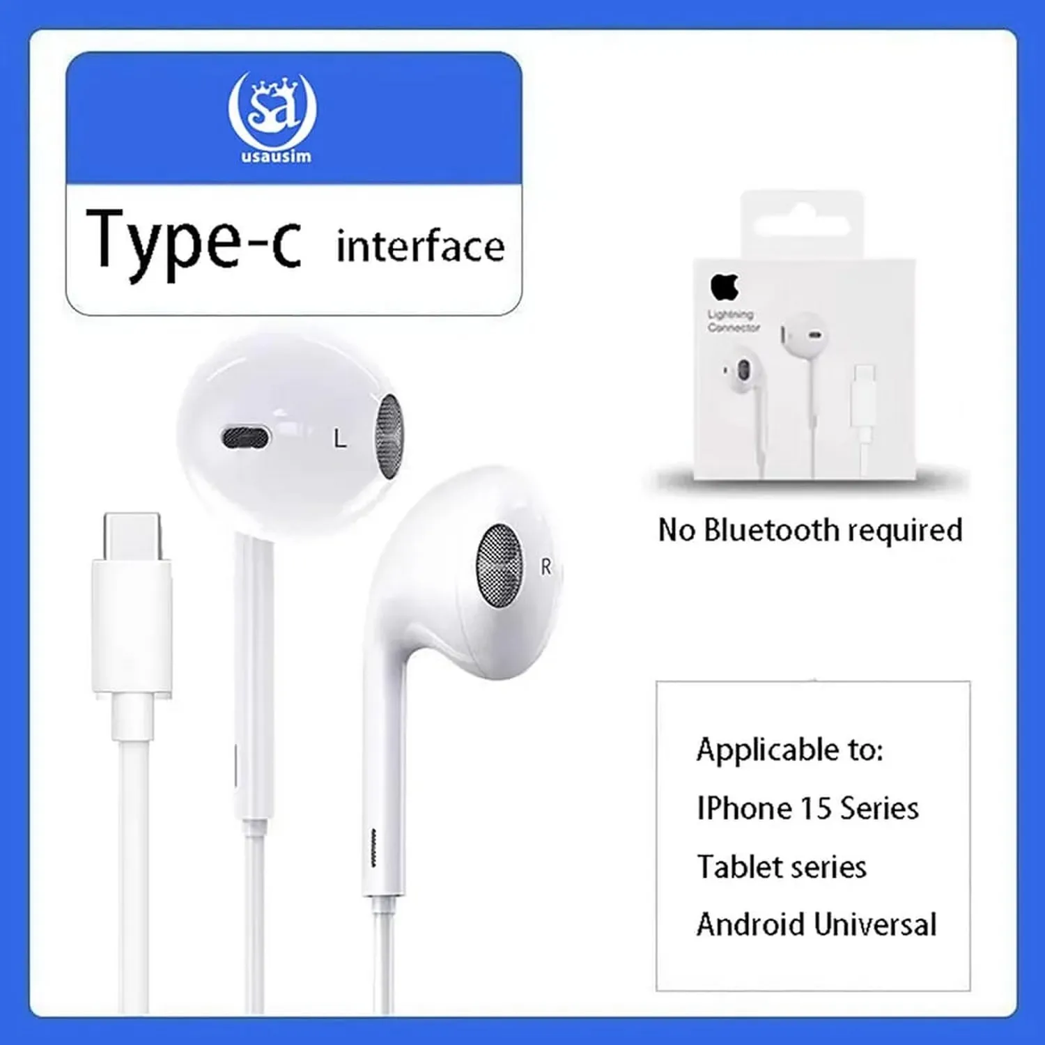 Combo 2 earpods cable tipo c a1748 4366-01